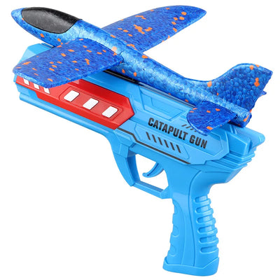 Kids Airplane Launcher Toys 12.2'' LED Foam Glider Catapult Gun Plane Toy for Boys Outdoor Flying Toys Birthday Gifts for Boys