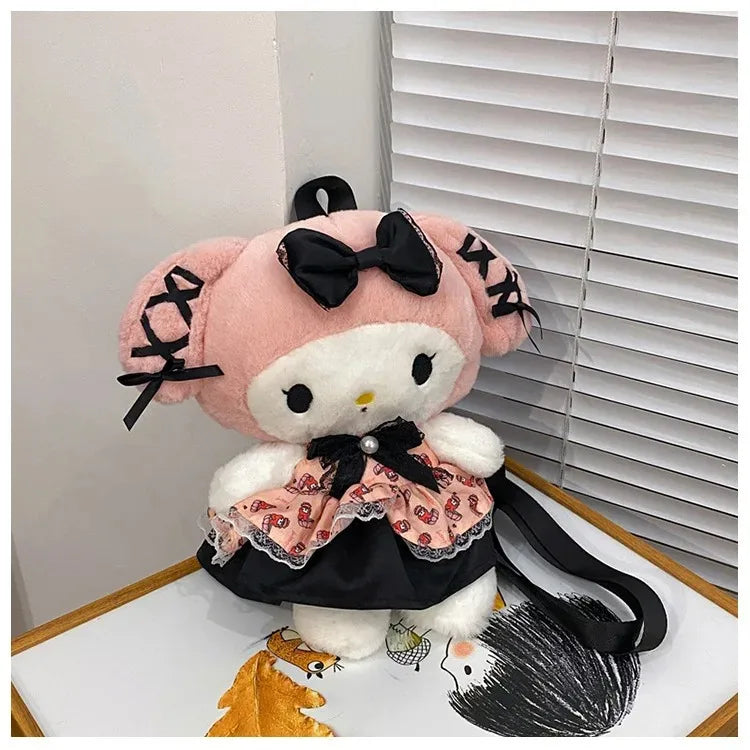 Kawaii Sanrio Bag Kuromi Plush Backpack Lolita Style Plushies Stuffed Animal Doll Toys My Melody Bag Women Tote Girl Christmas