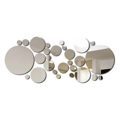 26 PCs 3D Acrylic Mirror Wall Stickers, Round Mirror, DIY Bedroom, Bathroom and TV Backroom Stickers Wall Decoration