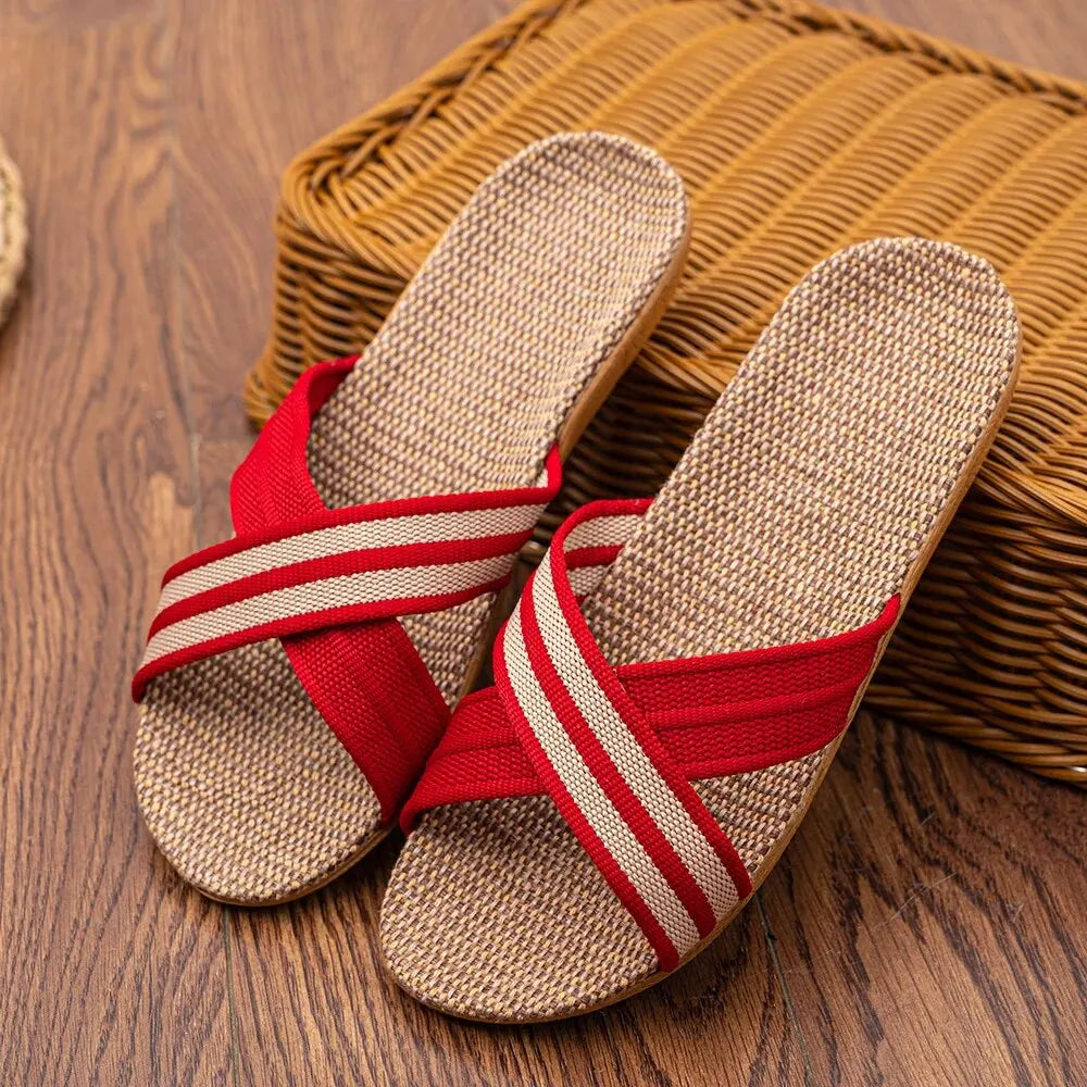 Plus Size Women'S Slippers Flat Sandals Linen Lightweight Casual Summer Slippers Women For Home Free Shipping