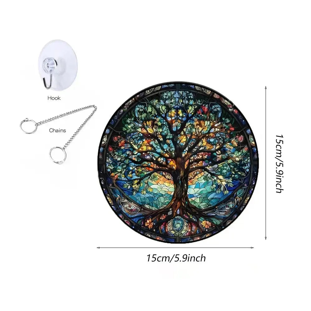 1pc Acrylic Wall Hanging Porch Decoration Holiday Decoration Painted Window Hanging Window Hanging Ornament Round Sign.