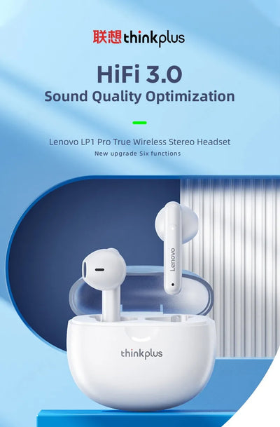 100% Original Lenovo LP1 PRO HIFI Stereo Bass Headphones TWS Wireless Bluetooth V5.3 Earphone HiFi Sound Sport Gaming Headset