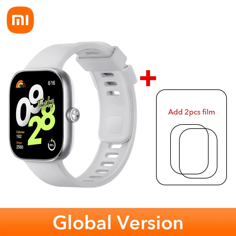 النسخة العالمية من ساعة Xiaomi Redmi Watch 4 الذكية مقاس 1.97 بوصة AMOLED لمراقبة معدل ضربات القلب وأكسجين الدم ودعم مكالمات الهاتف عبر البلوتوث ونظام تحديد المواقع العالمي (GPS)