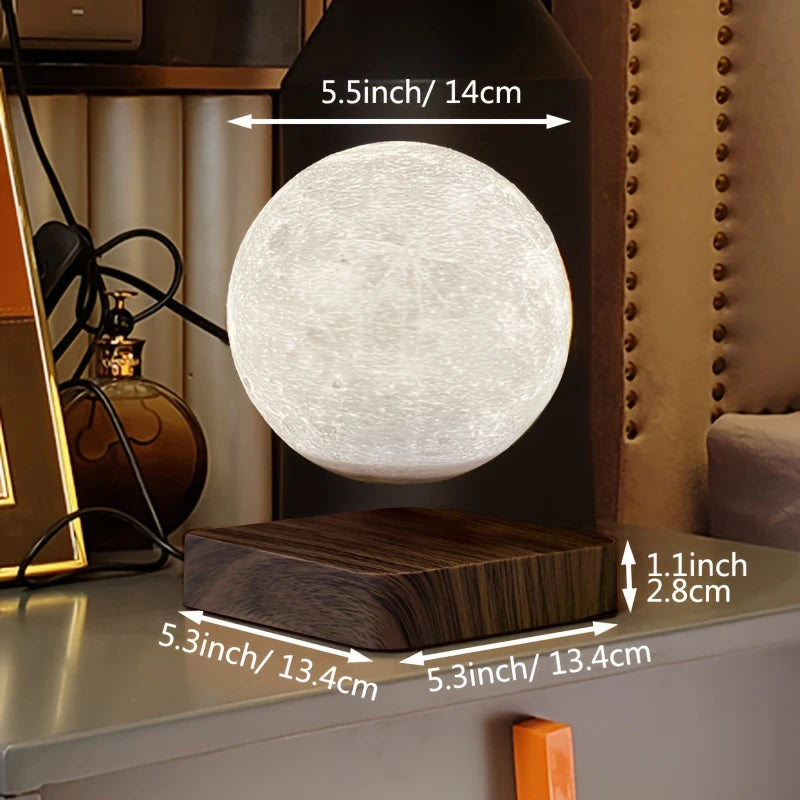 Levitating Moon Table Lamp, Magnetic Floating Night Light With 3 Lighting Modes, 3D Printed Levitation Bedside Table Lamp For Of