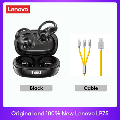 Original Lenovo LP75 TWS Bluetooth V5.3 Headphones Wireless LED Digital Display Earphones Noise Reduction Waterproof Headset New