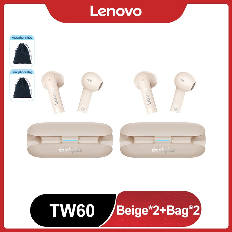 Original Lenovo TW60 TWS Bluetooth Headset 5.3 HiFi Sound Low Latency Earbuds Noise Reduction Gaming Sport Headphones