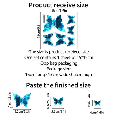 6PC Blue Luminous Small Butterfly Switch Stickers Bedroom Living Room Switch Stickers Decoration