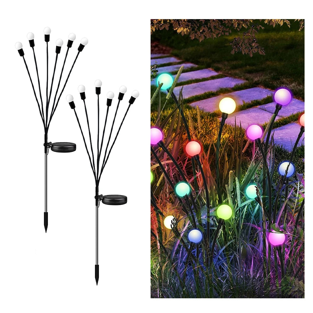 1pc 6/8/10LED Pack Solar Firefly Lights,Upgraded Solar Garden Lights Outdoor Waterproof Solar Swaying Landscape Outdoor Lights