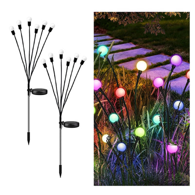 1pc 6/8/10LED Pack Solar Firefly Lights,Upgraded Solar Garden Lights Outdoor Waterproof Solar Swaying Landscape Outdoor Lights