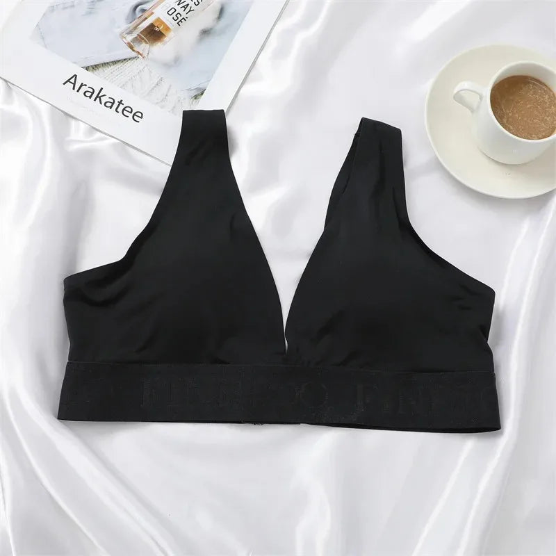 1 Piece Contrast Lace Wireless Bra, Comfy & Elegant Scallop Trim Bra, Women's Lingerie & Underwear