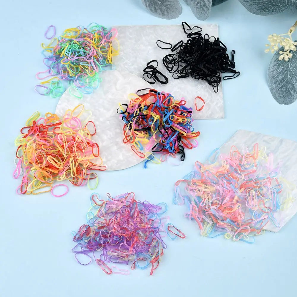 1000Pcs/Bag Colorful Small Disposable Hair Bands Scrunchie Girls Elastic Rubber Band Ponytail Holder Hair Accessories Hair Ties