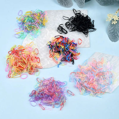 1000Pcs/Bag Colorful Small Disposable Hair Bands Scrunchie Girls Elastic Rubber Band Ponytail Holder Hair Accessories Hair Ties