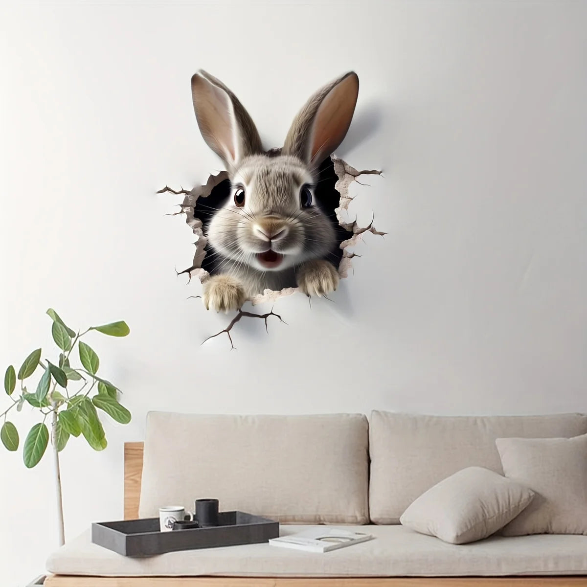 Cartoon 3D Rabbit Wall Stickers Self-adhesive Stickers School Classroom Bedroom Living Room Dining Room Kitchen Bathroom Decor