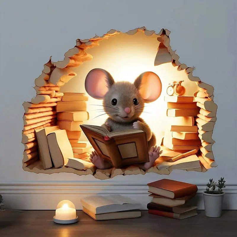 Cute Mouse Wall Sticker Living Room Wall Edge Home Decoration Mural For Kids Bedroom Wallpaper Removable Funny Rats Decals