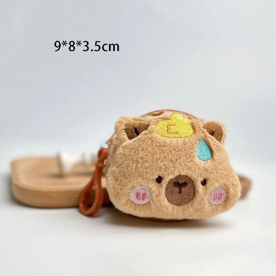 New Creative Capybara Anime Plush Coin Purse Fashion Kawaii Mini Coin Purse Round Cartoon Bags Pendant