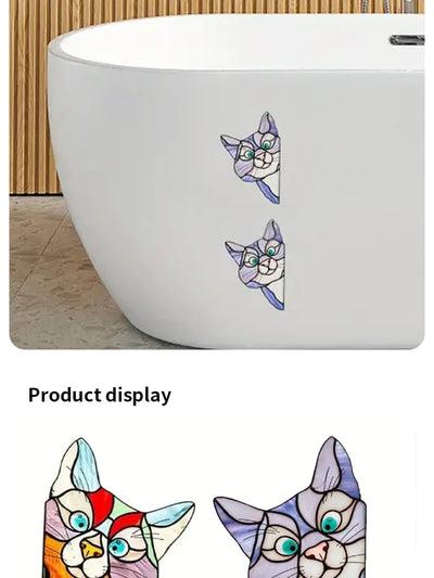 Cat Peeping Glass Window Self-adhesive Stickers, Waterproof Moisture-proof Glass Film, Bedroom Living Room Car Window Decoration