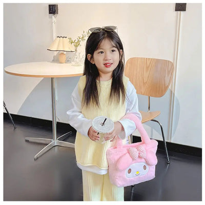 Sanrio Plush Bag Kawaii Kuromi Cinnamoroll Melody Cartoon Anime Handbag Crossbody Cosmetic Travel Storage Bags Women Girls Gifts