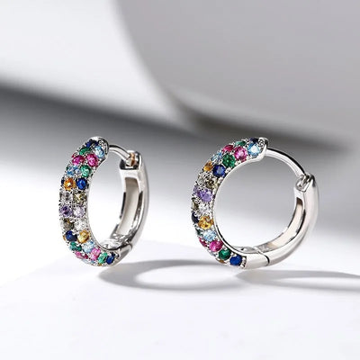 Crystal Lymphatic Drainage Earrings Colorful Crystal Round Hoop Earrings Fashion Magnetotherapy Weight Loss Slimming Jewelry