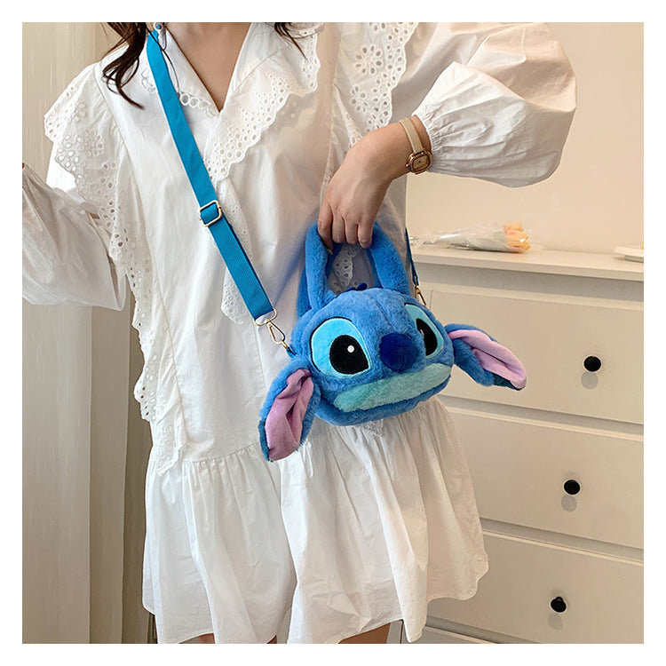 Disney New Lilo & Stitch Plush Toys Kawaii Plush Messenger Bag Girl Handbag Anime Stuffed Toys Children Cartoon Plushie Soft Bag