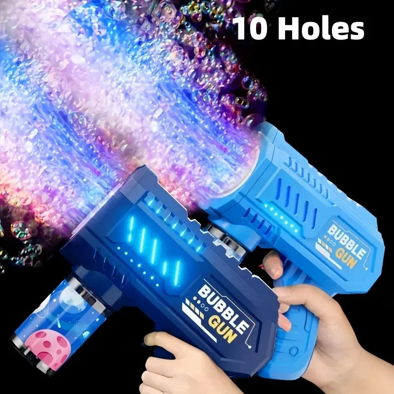 10 Holes Children Electric Bubble Gun Rocket Soap  Automatic Bubble Machine Bubbles Gun Kids Summer Outdoor Bubble Blowing Toys