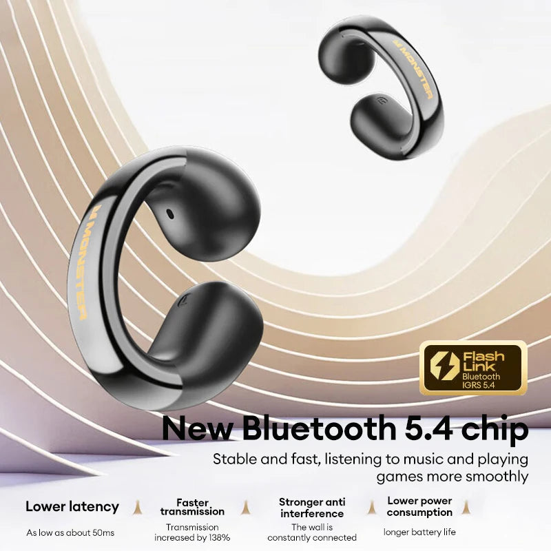 New Monster MQT46 Wireless Bluetooth V5.4 Earphones 25H Long Battery Life Gaming Earbuds Waterproof Denoise Clear Calls Headset