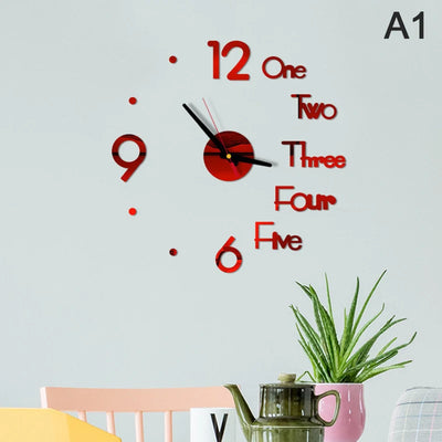 3D Mirror Wall Clock Modern Design Creative Acrylic Quartz Wall Clocks Stickers