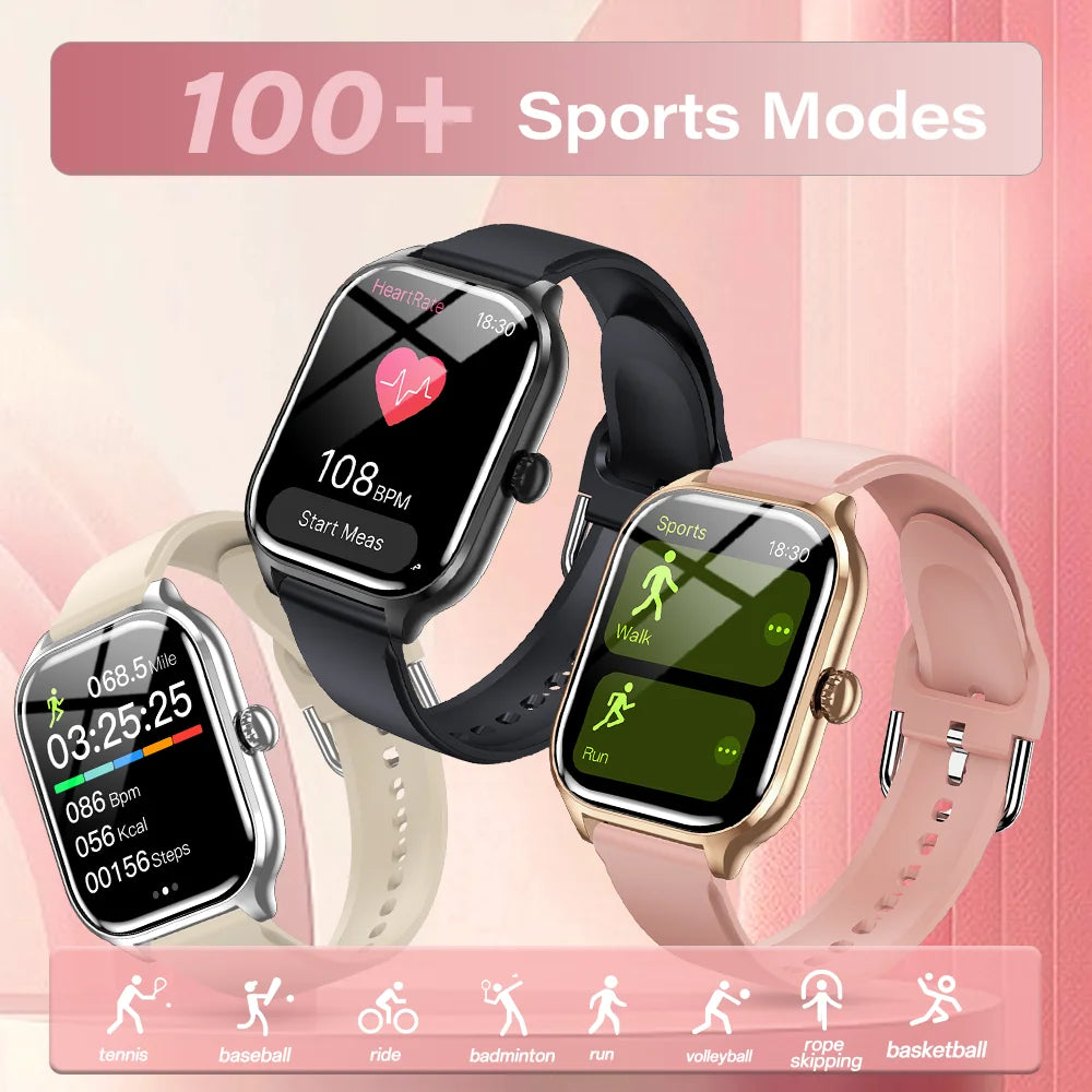 LAXASFIT Voice Call smartwatch 24 Hour Health Monitor 100+ Sports Modes Bluetooth smartwatch for Men Women 2.01 Display