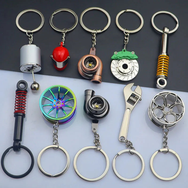 Creative Gear Head Keychain Speed Gearbox Keyring for Car Key Turbo Hub Brake Disc Pendant Shock Absorber Keys New Wholesale