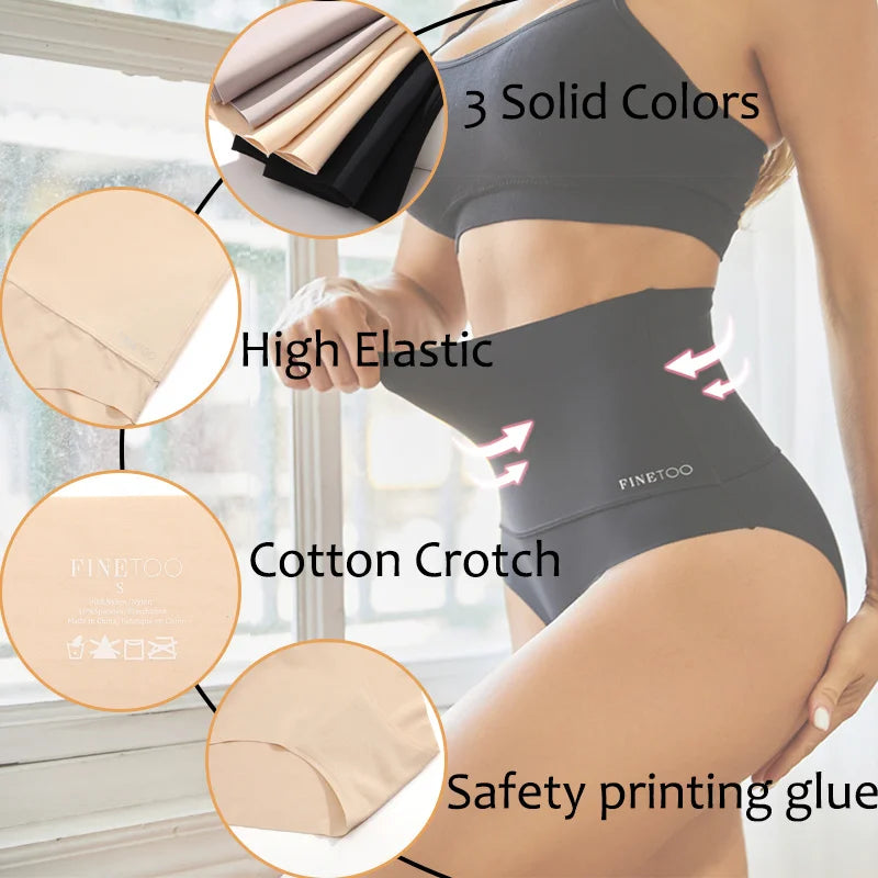 3PCS/Set Women High Rise Seamless Shapewear Bodysuit Ice Silk Tummy Control Butt Lifter Briefs Female Slimming Soft Underwear