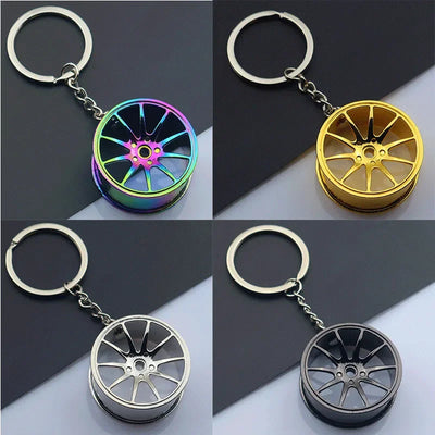 Creative Metal Car Accessories Keychain Zinc Alloy Turbo Gearbox Hub Brake Disc Pendant KeyRing for Men's Dad Birthday Gift