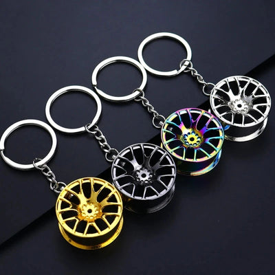 Classic Mini Turbo Hub Keychain Creative Metal Auto Parts Pendant With Key Holder For Men Gifts