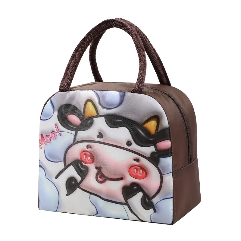 Cute Printed Cartoon Lunch Bag for Kids with Insulation and Preservation Function Bag Organizer Tote Bag with Zipper