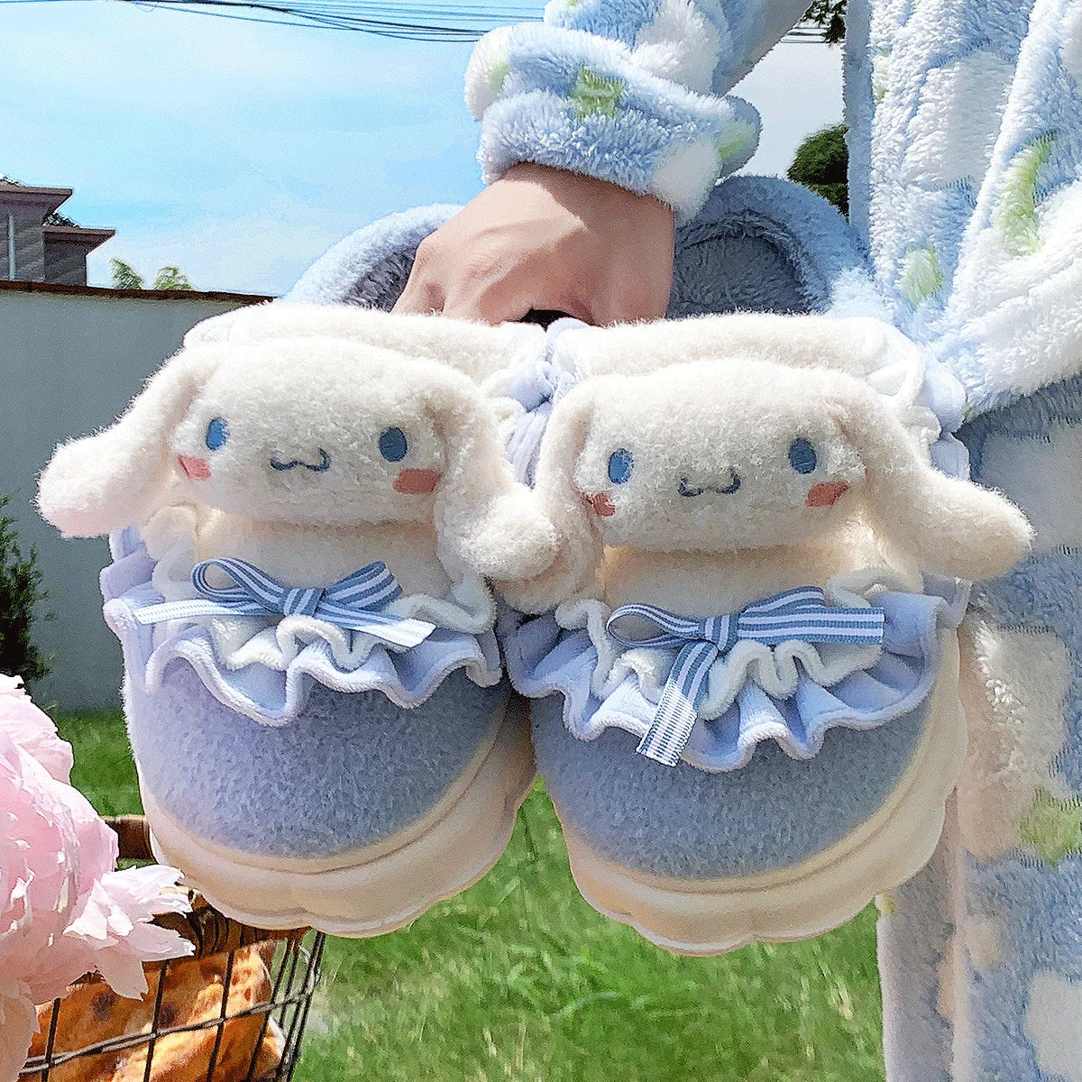 Sanrio Cinnamoroll Plush Slippers Kuromi Women Plushie Cartoon Plush Kawaii Flat Shoes Slippers Shoes Gift Girl Y2K 2024 NEW