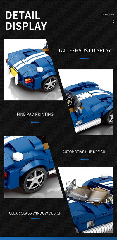 312PCS AC COBRA Car Building Block Set Creative City Vehicle Diy Car Model Bricks Desktop Display Toys For Kids Holiday Gifts