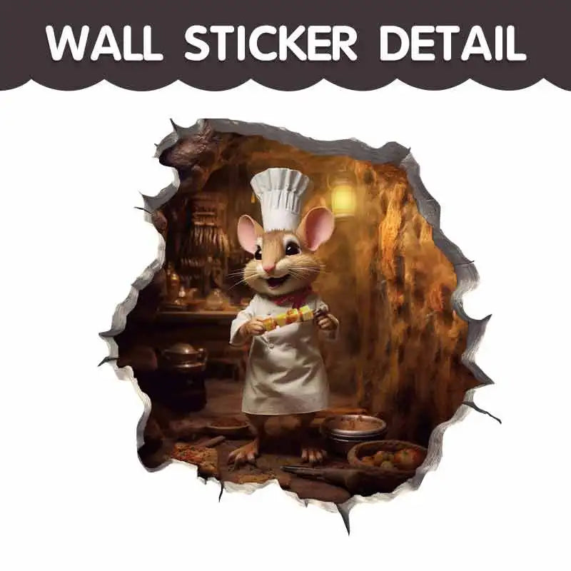 M420 Cartoon Cute Little Mouse Hole Wall Stickers Creative Bedroom Bathroom Cute Decals Scratch-Proof Suitcase House Decoration