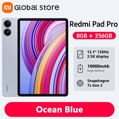 جهاز Xiaomi Redmi Pad Pro الجديد الإصدار العالمي بشاشة LCD مقاس 12.1 بوصة ومعدل تحديث 120 هرتز ومنصة Snapdragon® 7s Gen 2 المحمولة وبطارية 10000 مللي أمبير في الساعة وشحن سريع بقوة 33 وات