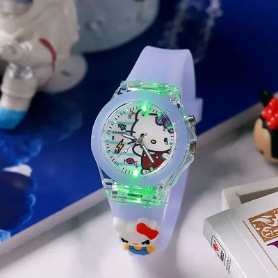 MINISO Disney Fashion Minnie Children's Watch Mickey Mouse Children's Flash Light Cartoon Figure Doll Boys Girls Birthday Gifts