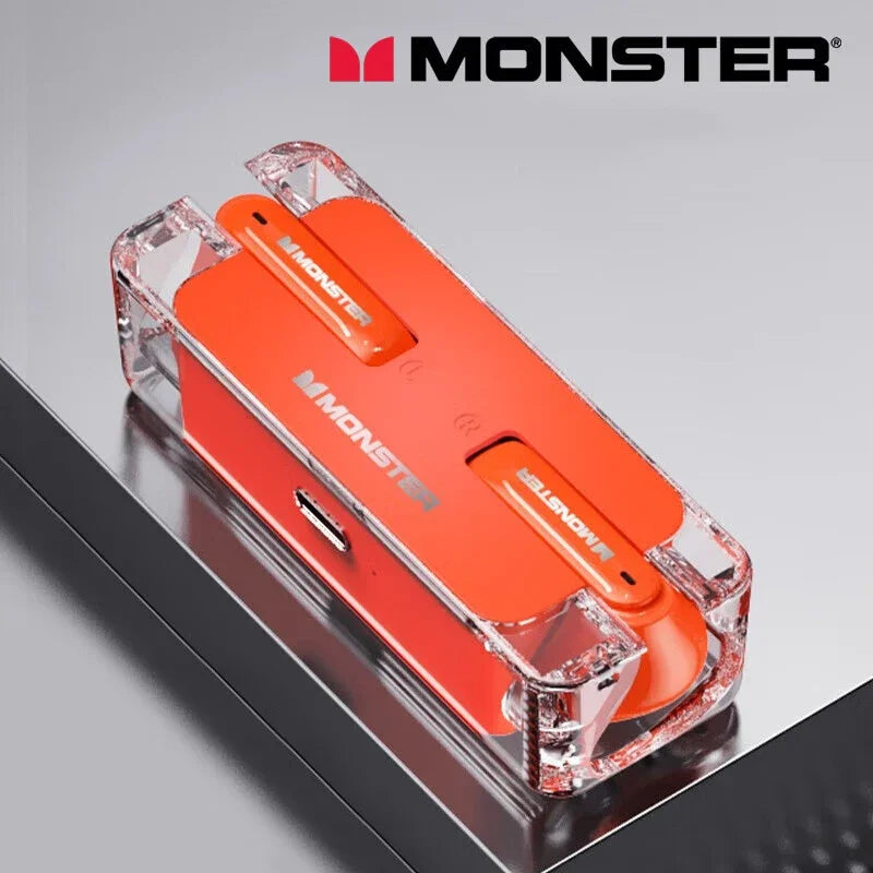 سماعات أذن Monster XKT08 True Wireless Bluetooth V5.3 من Choice، سماعات أذن عالية الدقة للموسيقى وسماعات ألعاب ذات زمن انتقال منخفض وتقليل الضوضاء