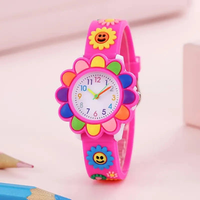 Children's Cartoon Watch Quartz Silicone Watch Elementary School Girls Boys Children's Watch 3D Silicone Strap