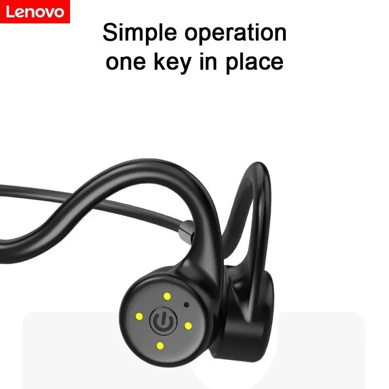 سماعات أذن Lenovo X5 Bone Conduction Bluetooth V5.0 لاسلكية مقاومة للماء IPX8 رياضية بذاكرة مدمجة 8 جيجابايت