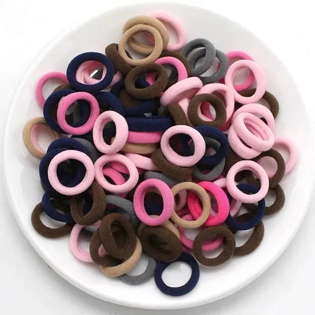 200PCS Women Girls Colorful Nylon Elastic Hair Bands Ponytail Hold Small Hair Tie Rubber Bands Scrunchie Hair Accessories