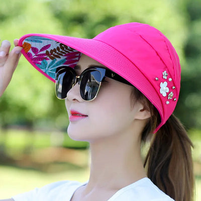 Sun Hat Summer Shade hHt For Women Foldable Sun Protection Beach Large Brimmed Hat UV Protection Cycling Empty Top