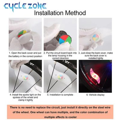 أضواء عجلة الدراجة، أضواء الإطارات، 3 أوضاع، مصباح LED للإطارات، تحذير سلامة الدراجة، سهل التركيب، ملحقات الدراجات الجبلية