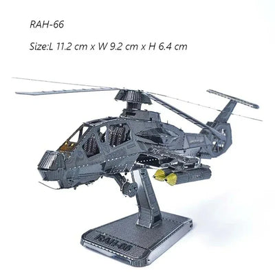 3D Metal Puzzle Air Force J-20 J-10B Fighter KA-50 RAH-66 VF-1S DIY Handmade Assembly Model Jigsaw Puzzle Toys For Adult Kids