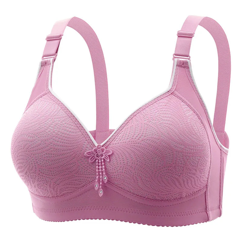 1 Piece Appliques Jacquard Bra, Elegant Lightly Padded Wireless Bra, Women's Lingerie & Underwear