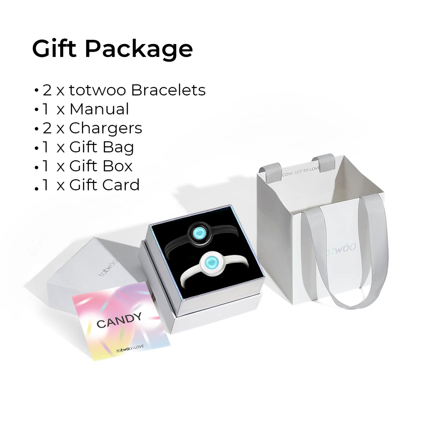 TOTWOO Candy Collection Long Distance Touch Bracelets Colorful Band Vibration & Light up Gifts for Girlfriend Pairing Jewelry