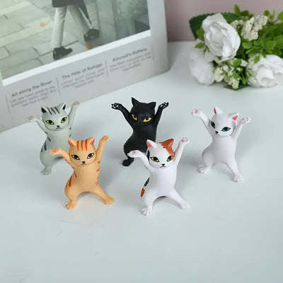 5pcs Dancing Cats Will Lift up Cat Figurines Decorated with Stylish Anime Cat Toys for Desktop Storage