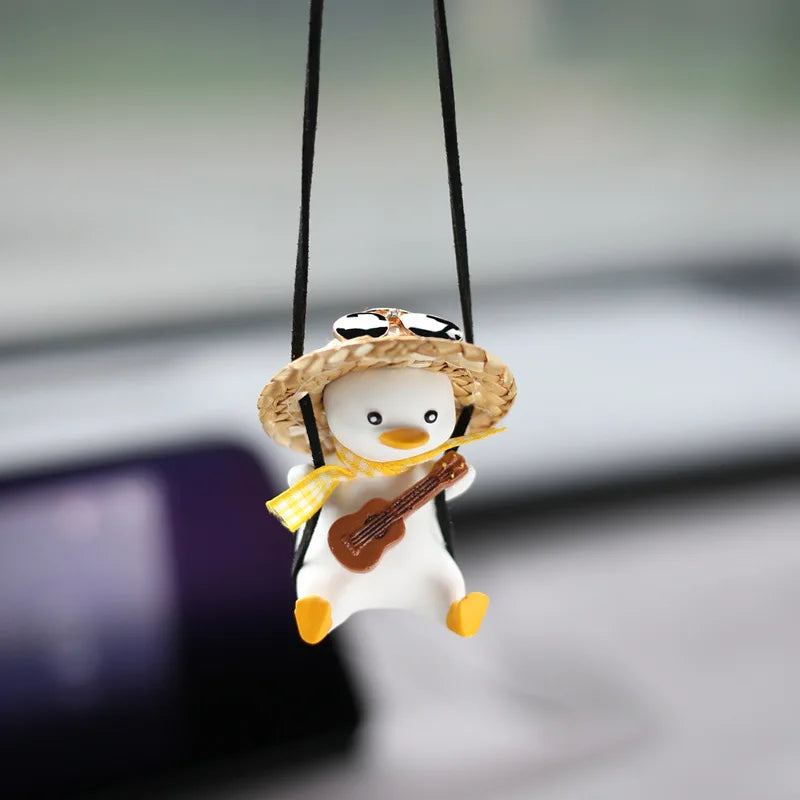 Adorable Duck Car Ornaments for Women, Tire Swing Interior Mirror Pendant