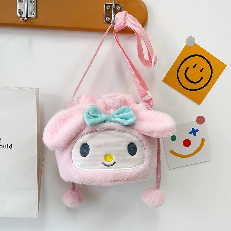 Sanrio  Bag Kawaii Cinnamoroll Handbag Tote Plushie Shoulder Messenger Bags Kuromi Hello Kitty Stuffed Makeup Backpack Gift