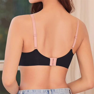 Sexy Push Up Bras For Women Love Heart Pattern Brassiere Deep V Neck Cute Underwear Female Seamless Wireless Soft Lingerie